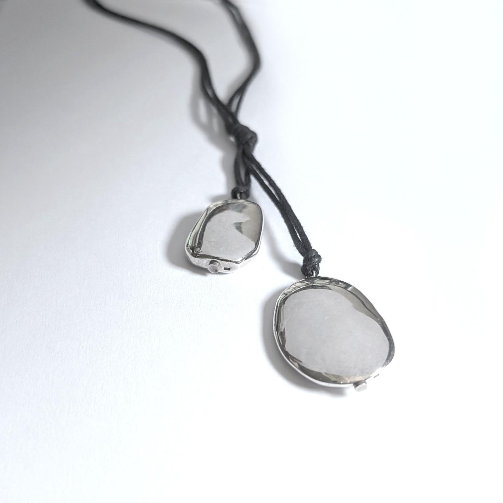 Najo Sterling Silver Necklace Black Cord Organic Nugget Disc 925 Australia