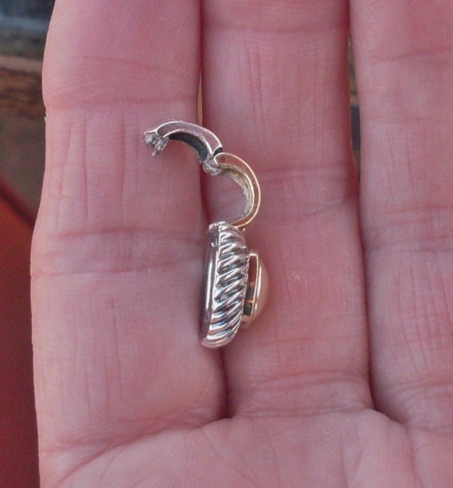 Retired David Yurman Albion Gold Dome Enhancer Pendant w/Chain – 14K/925