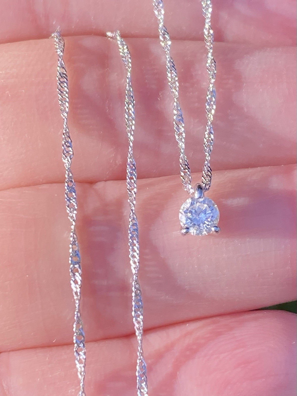 Platinum 0.20CT 100% Natural Quality White Diamond Pendant Necklace
