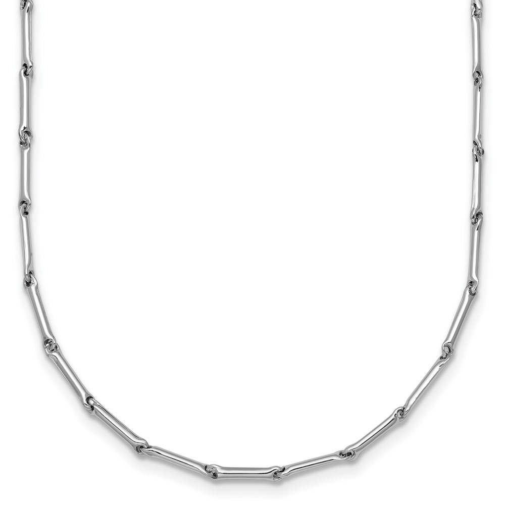 14K White Gold Polished Bar Link 18in Necklace