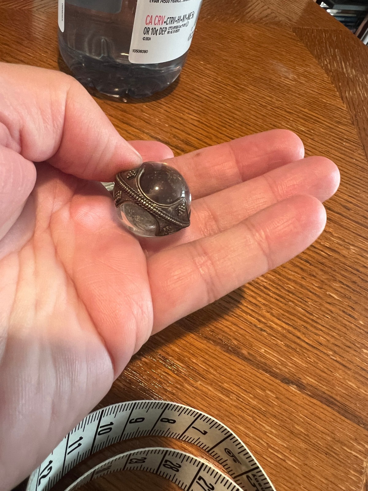 Large Exceptional Swedish Gotland Crystal Ball Oxidized Sterling Silver Pendant