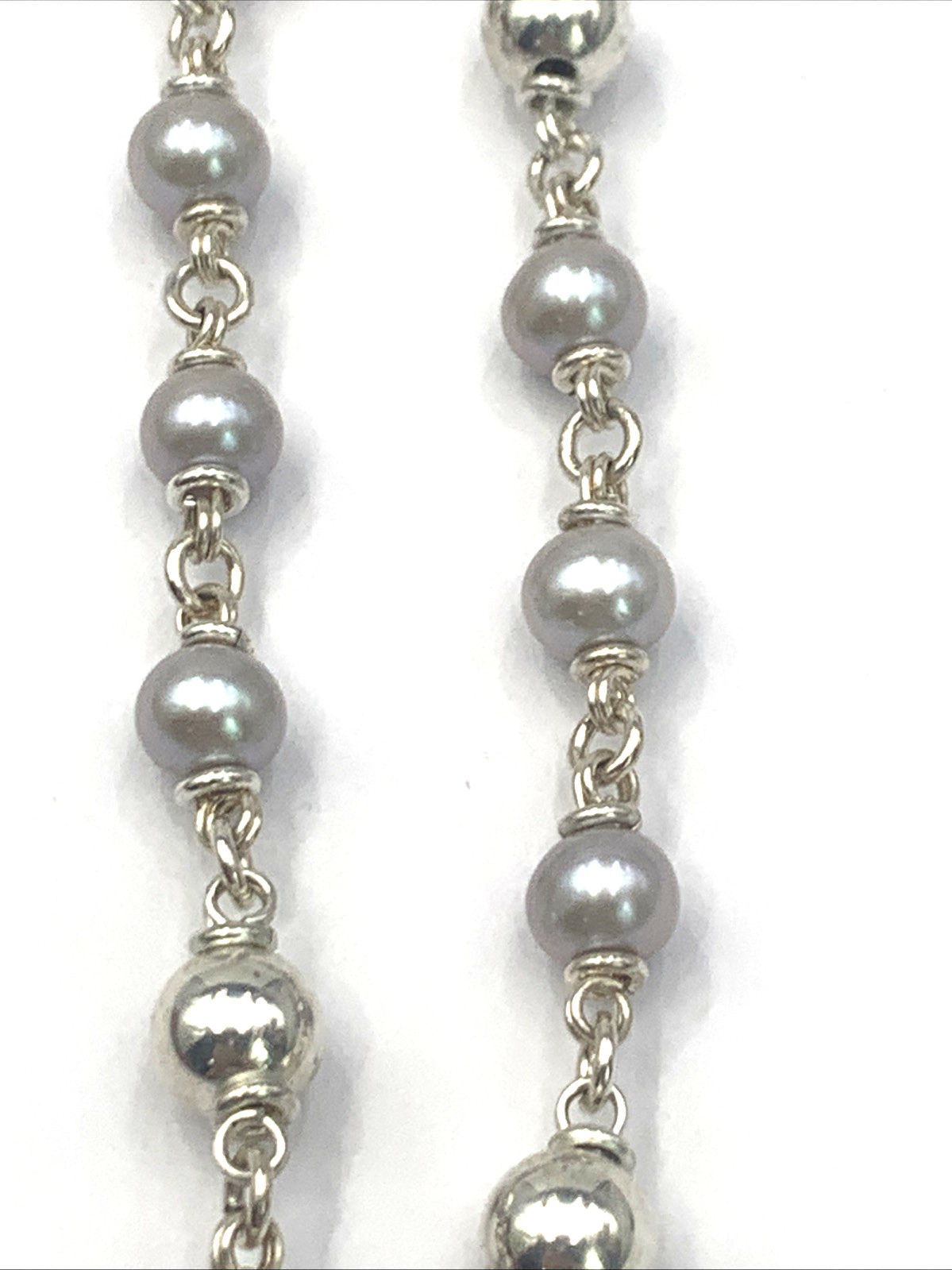 Michael Dawkins Sterling Silver and Gray Pearl Necklace 18″
