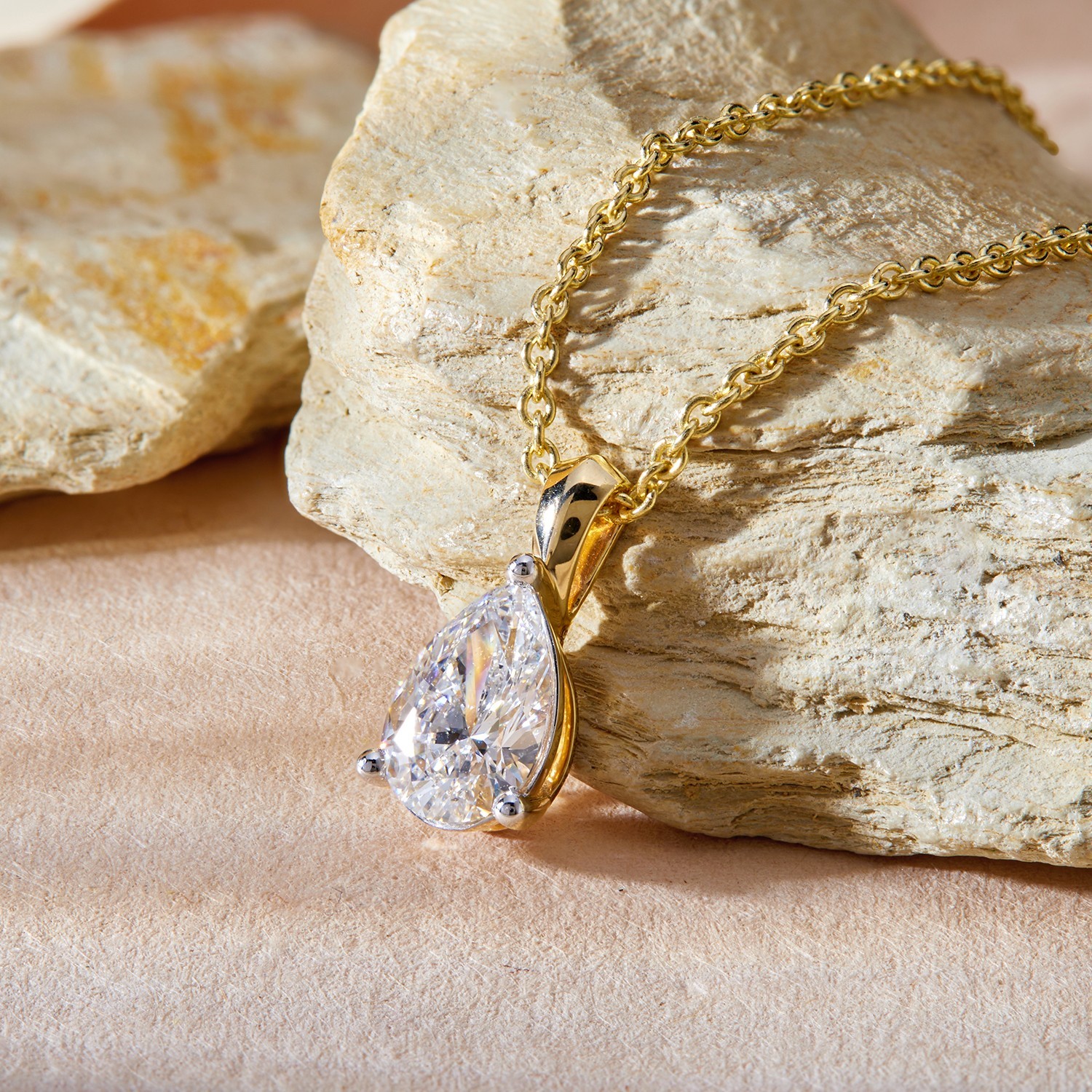 1 Ct Pear Lab Grown Diamond Solitaire Pendant Chain For Her 925 Sterling Silver