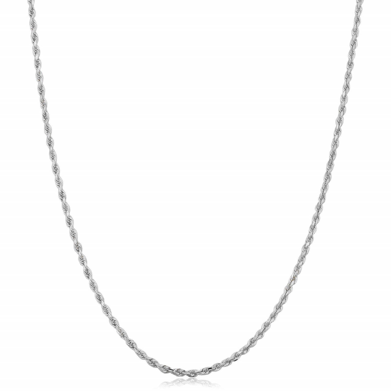 2MM Solid 925 Sterling Silver Italian DIAMOND CUT ROPE CHAIN Necklace Italy