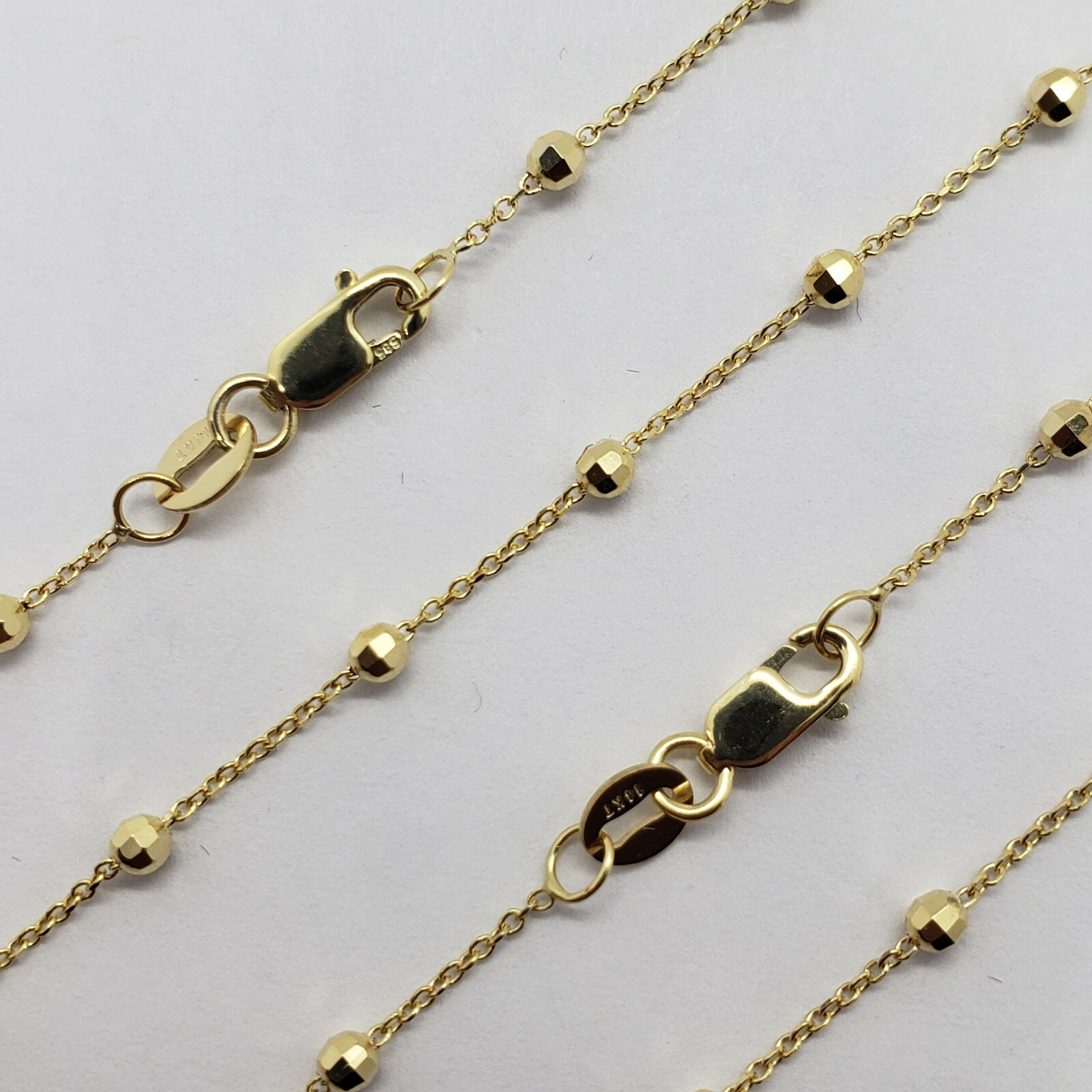 14K Solid Yellow Gold Station Ball Bead Rolo Bracelet Anklet 2mm 4mm 7″ 10″