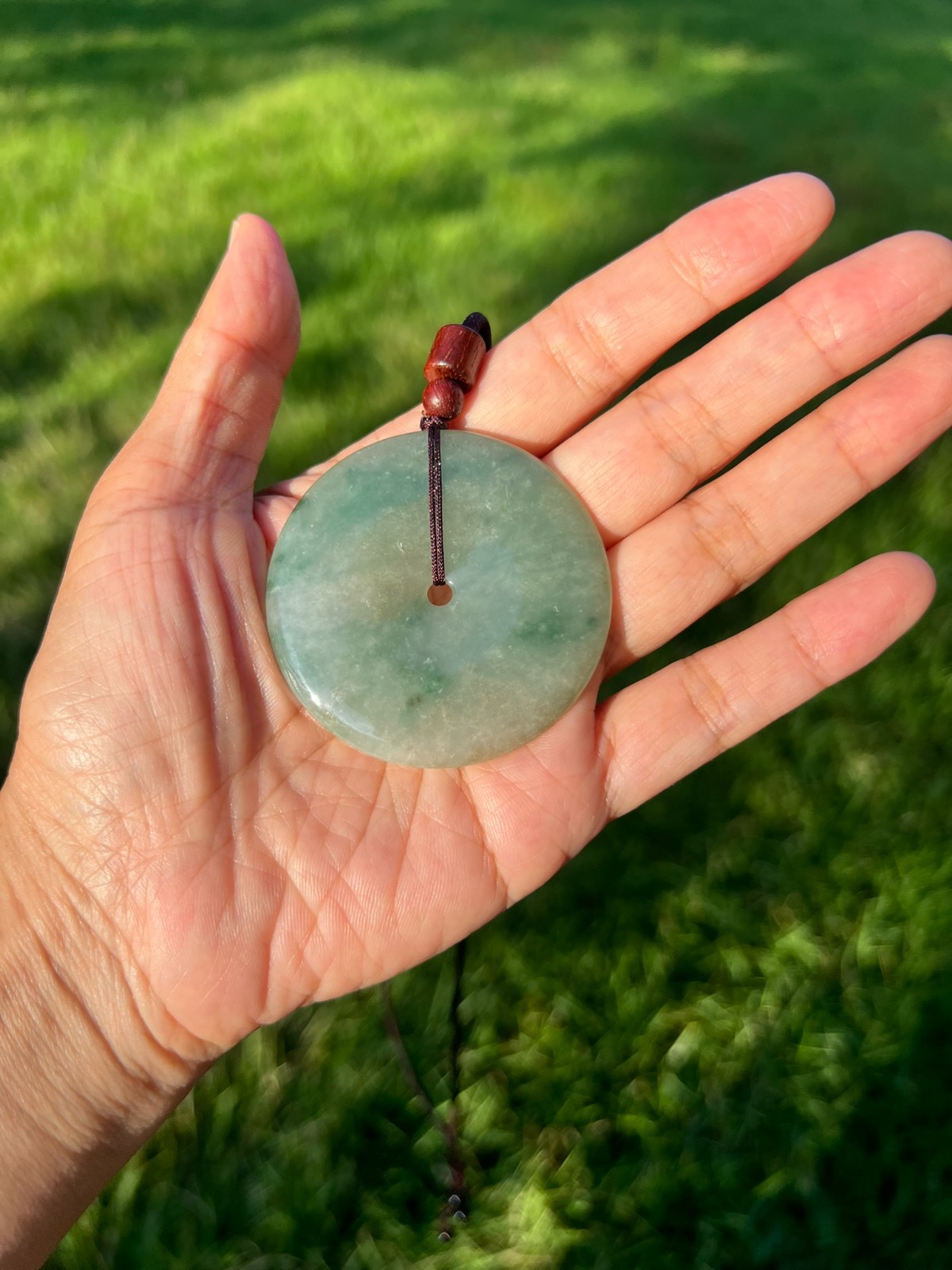 Icy Green 100% Natural Grade A Jadeite Jade Large PingAn Pendant B991 p3