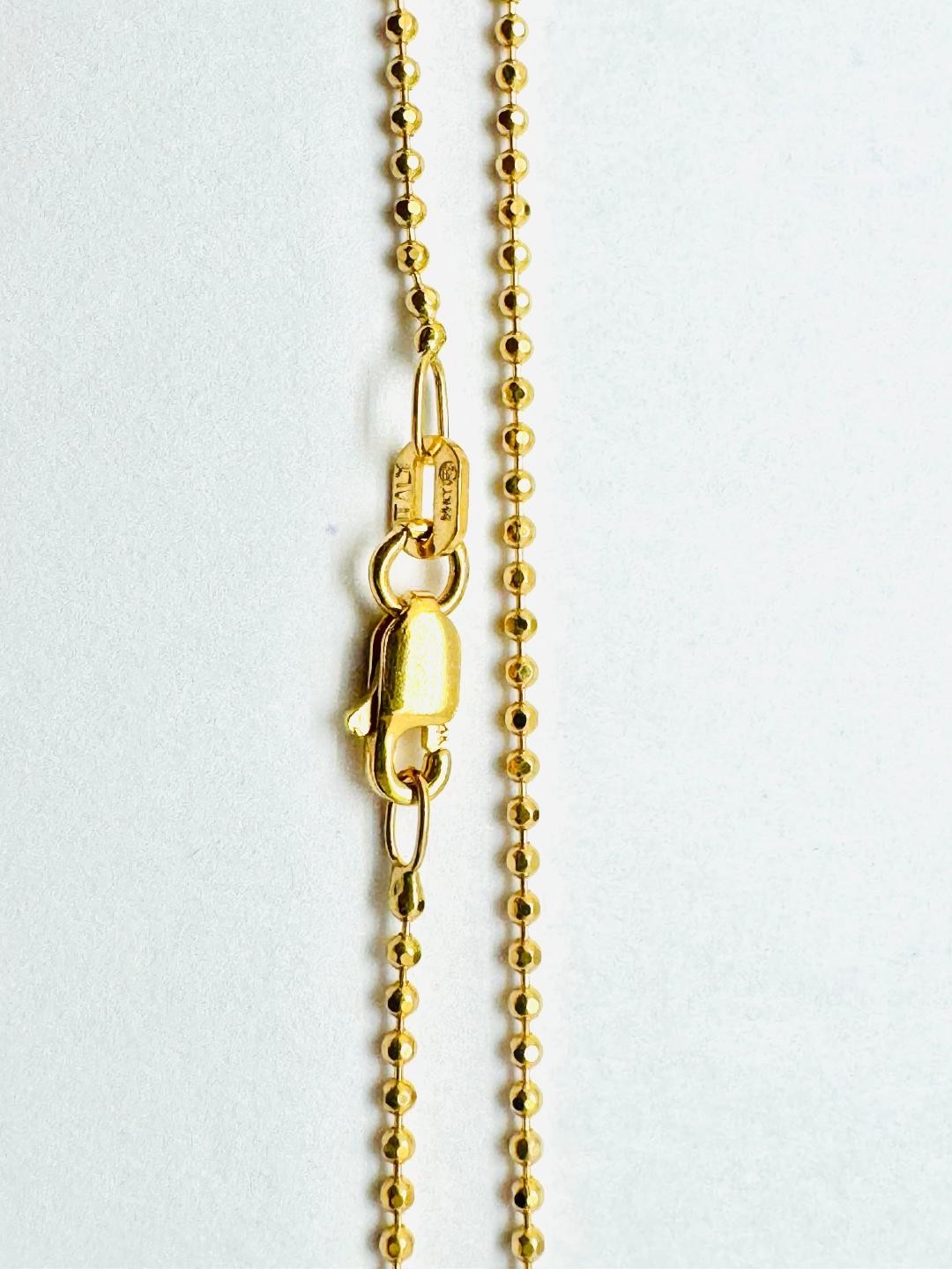 14k Solid Yellow Gold Beads Chain Necklace 1.0 mm 18 inches (45 cm) B-10-9