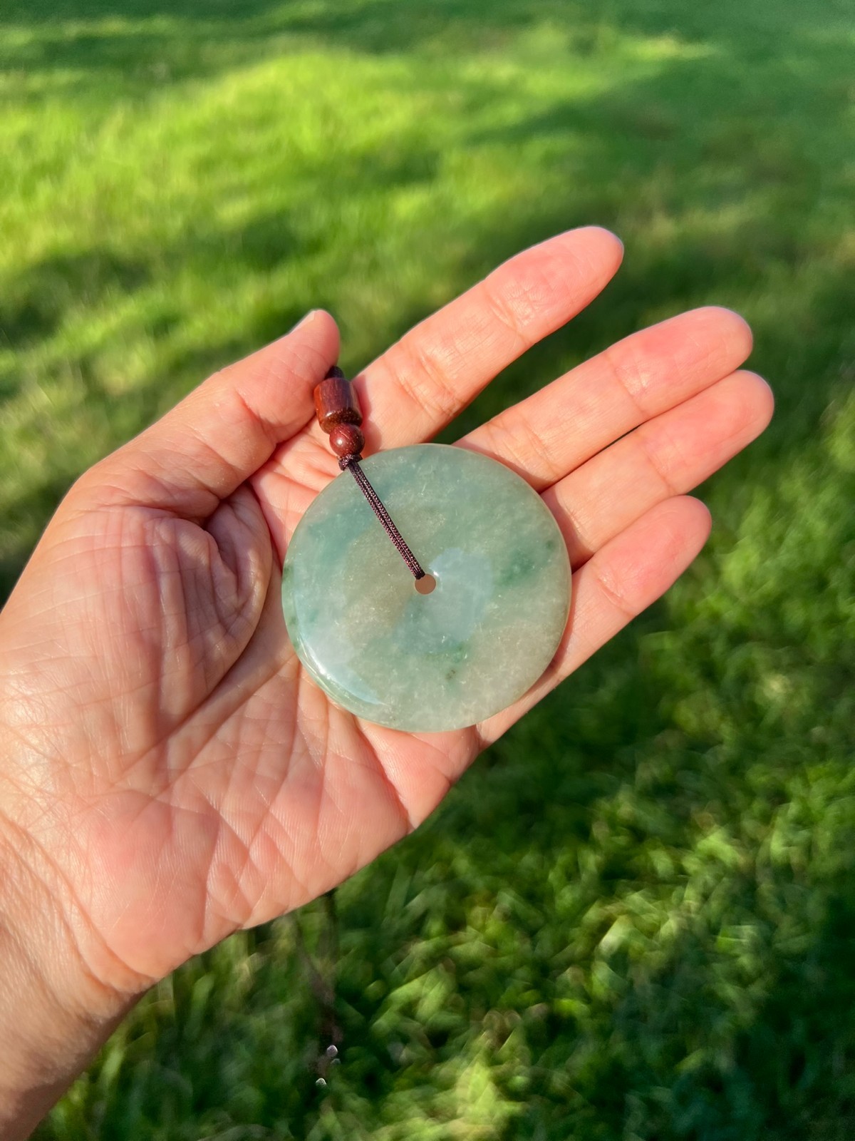 Icy Green 100% Natural Grade A Jadeite Jade Large PingAn Pendant B991 p3