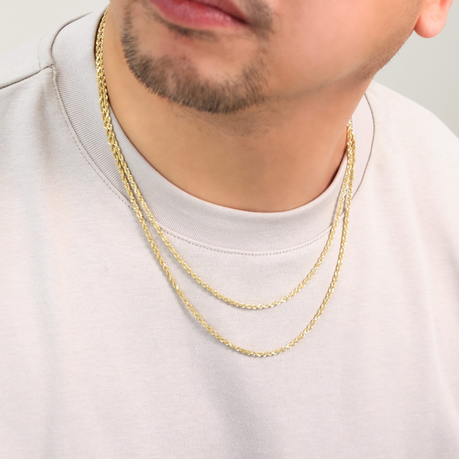 18K Yellow Gold Solid 2mm-6mm Rope Diamond Cut Chain Italian Necklace 16″- 30″