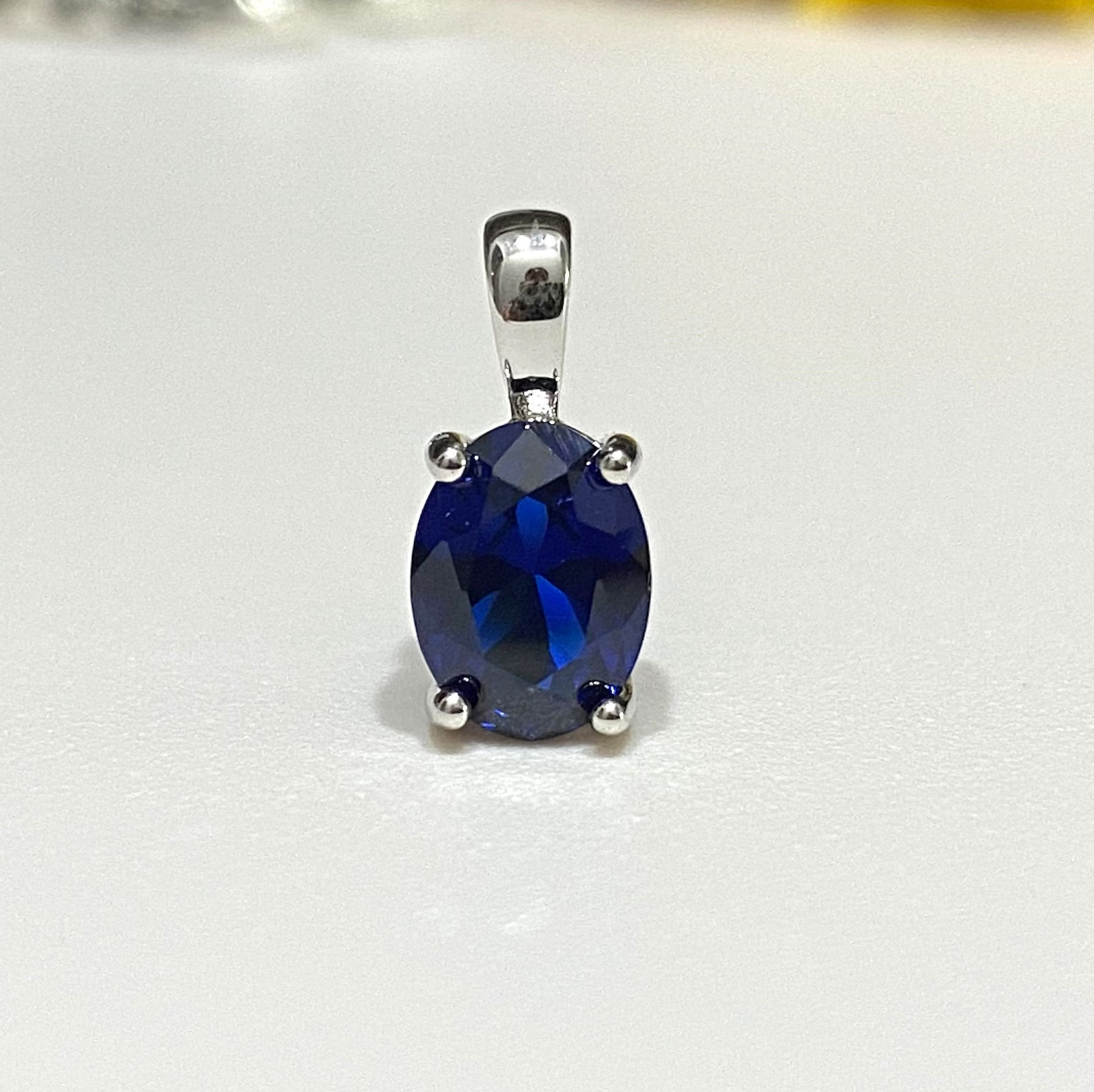 3.00 Ct Oval Cut Natural Sapphire Diamond Gorgeous Pendant 14K White Gold