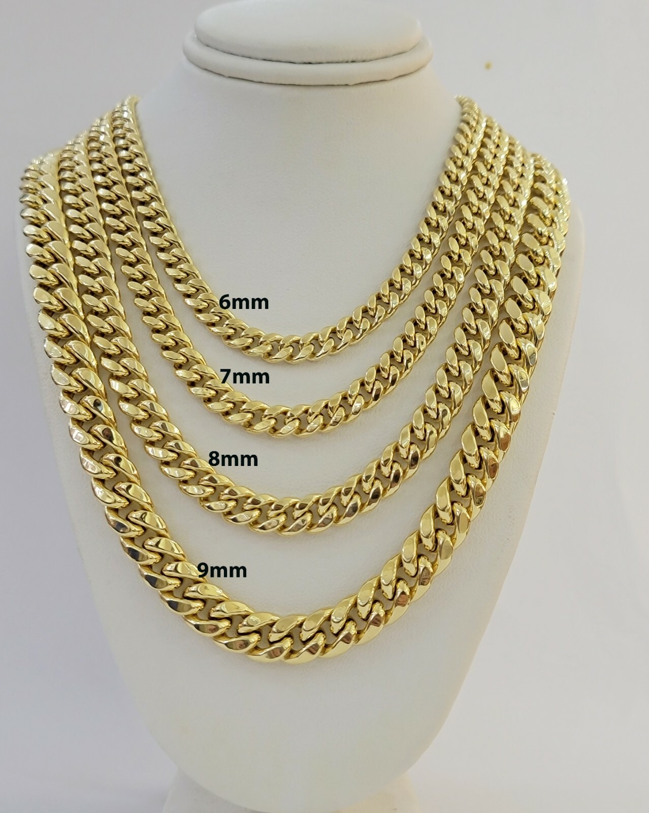14k Yellow Gold chain Miami Cuban Link Necklace 6mm-9mm 18″-30″ Real Gold Sale