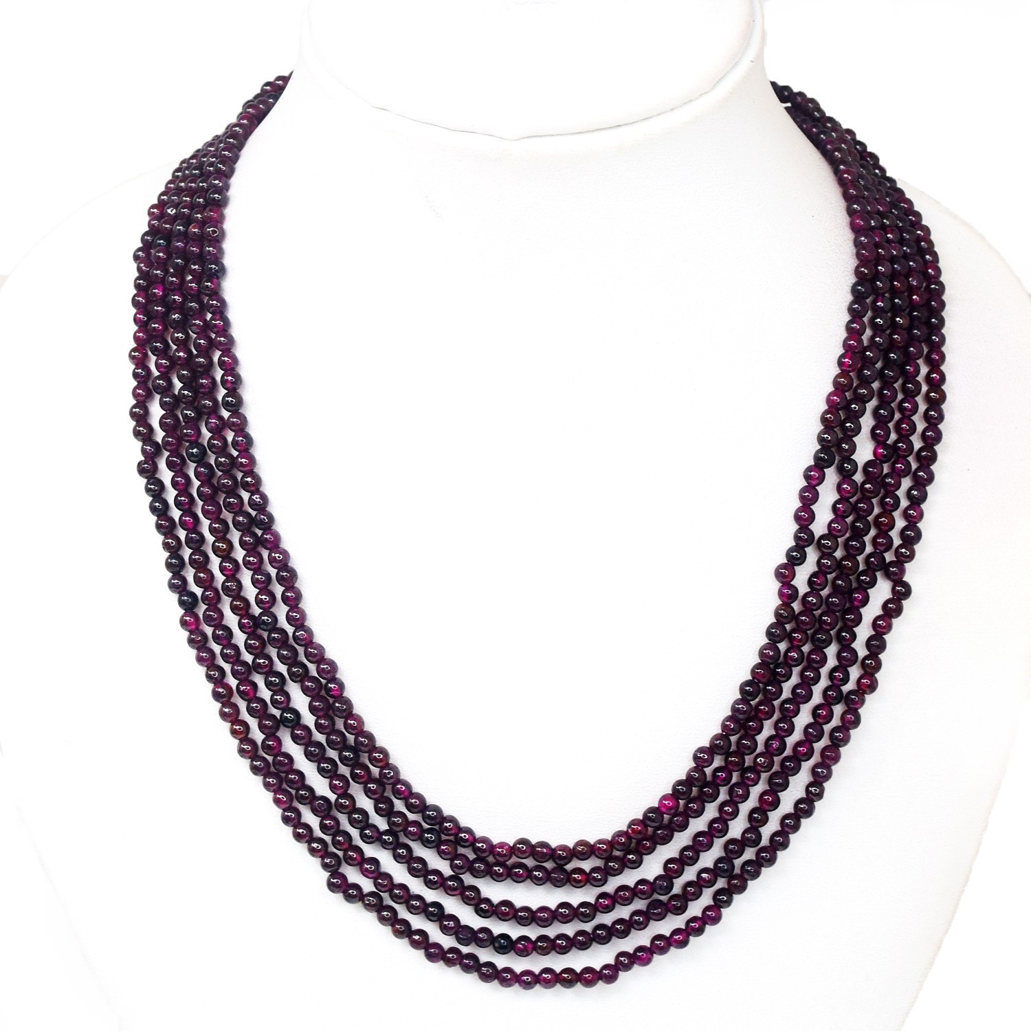 5 Strand 332.00 Cts Red Garnet Beaded Most Beautiful Necklace Jewelery RK 23AZ35