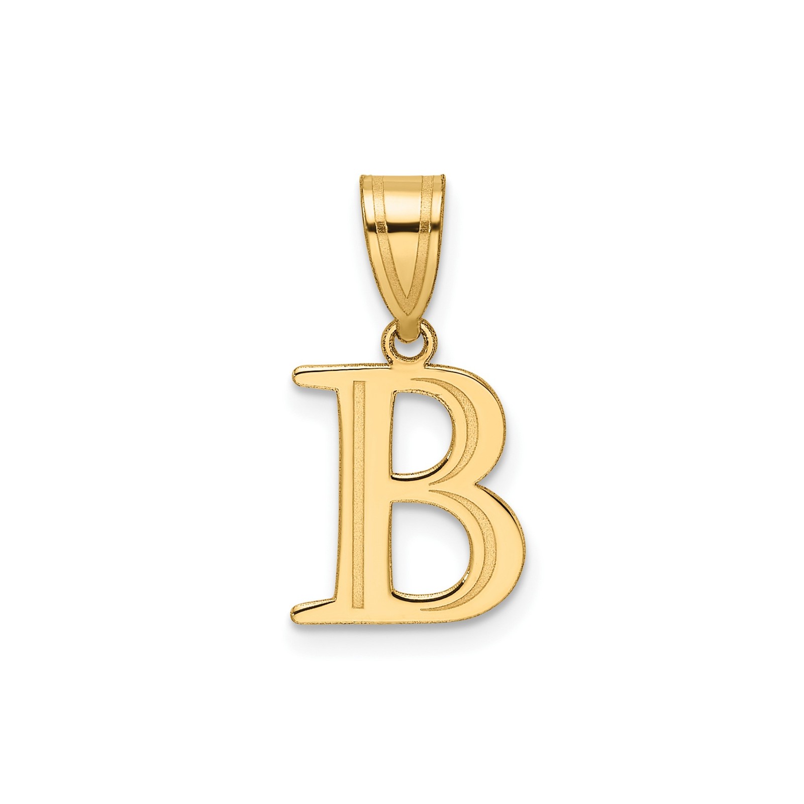 14k Yellow Gold Initial B Pendant Polished Block Letter Unisex Alphabet Charm