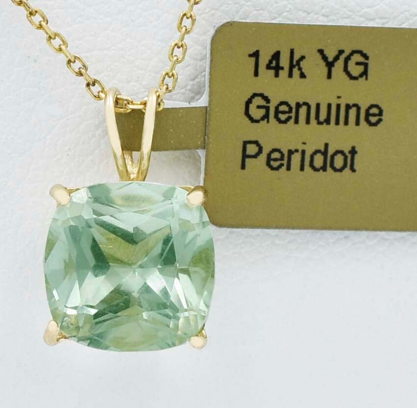 GENUINE 4.37 Cts PERIDOT PENDANT 14K SOLID YELLOW GOLD – Free Appraisal – NWT