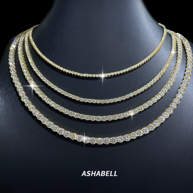 2-6.5mm VVS1 D Moissanite Tennis Chain Necklace 925 Sterling Silver Pass Test