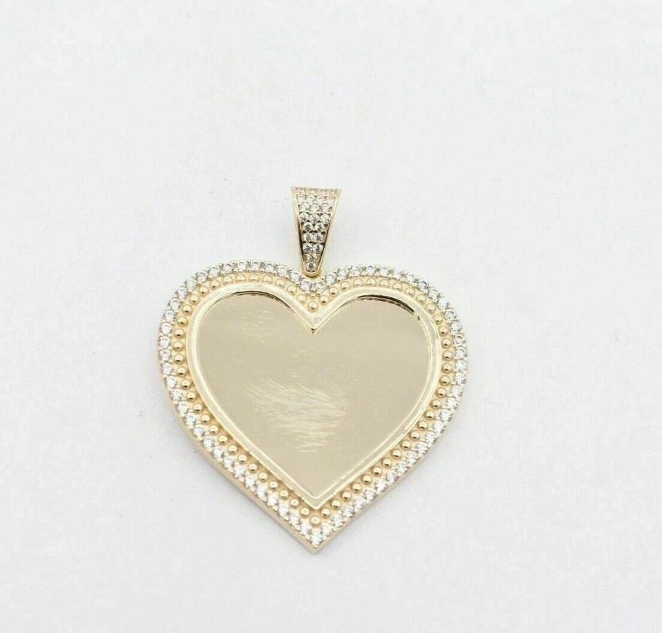 1.65 CT Heart Medallion Picture Frame Memory Diamond Pendant 10K Yellow Gold FN