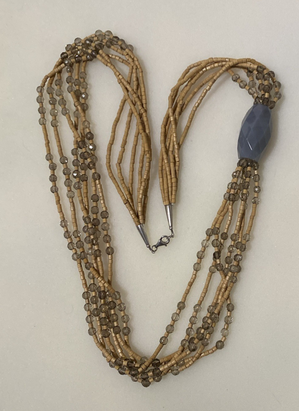 VTG Sally C Treasures Sterling Silver Quartz Heishi Multi 6 Strand Necklace N50