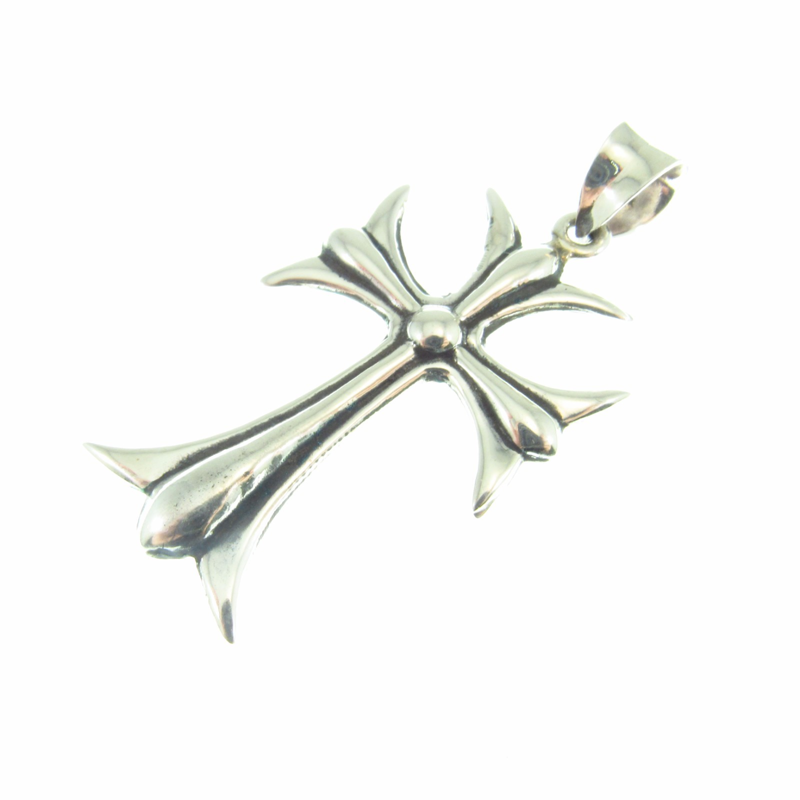 Solid 925 Sterling Silver Maltese Cross Pendant Men’s Gothic Fleur-de-Lis Cross