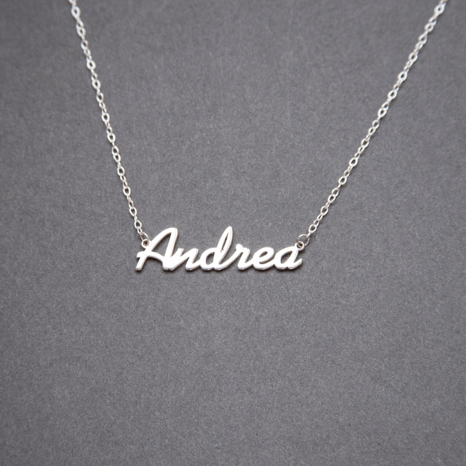 Andrea Name Plate Necklace Pendent Sterling Silver female Personalized Custom