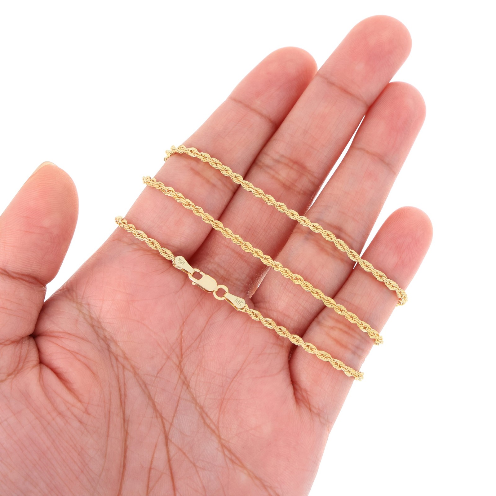 18k Yellow Gold Diamond Cut Rope Chain 2mm-5mm Necklace Mens Womens 16″- 28″