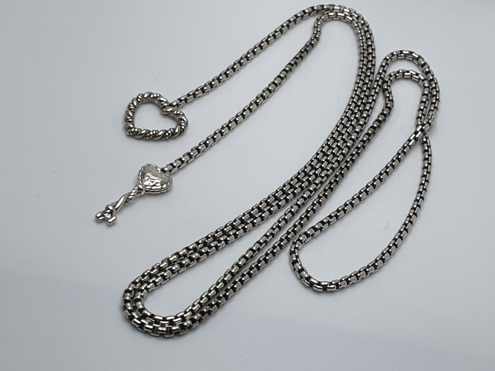 JAI John Hardy Sterling Silver Heart Key Love Lariat 36″ Necklace 28.77 Grams