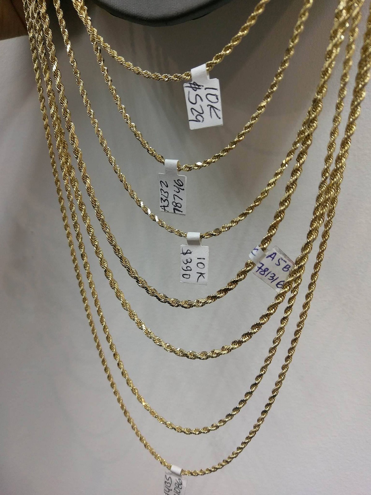 Real 10k Gold Rope Chain Necklace 2.5mm 16″ 18″ 20″ 22″ 24″ 26 28″