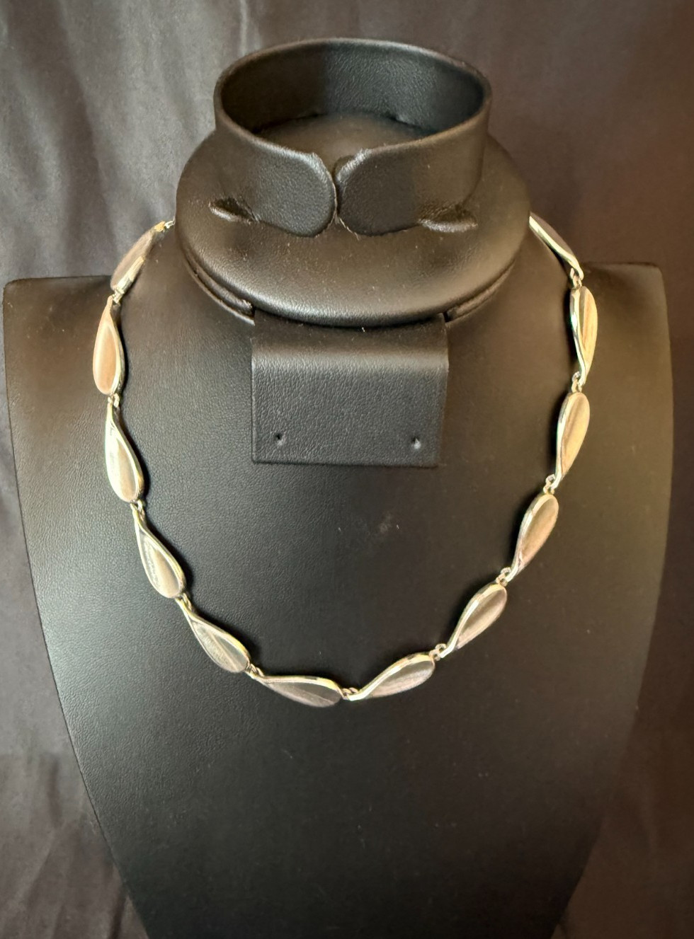UnoAerre Sterling Modernist Petal Link Choker Necklace 925 Italy 15 in 23.48 gm
