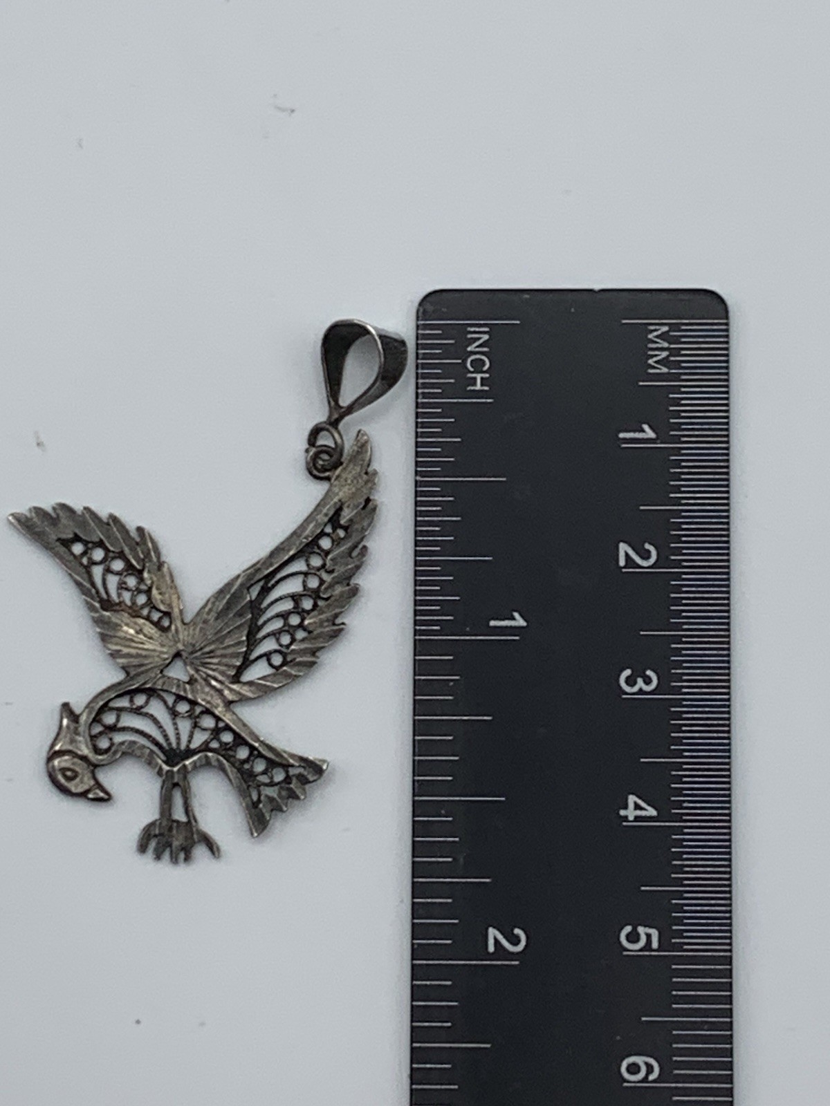 Turney Signed 925 Sterling Silver Engraved Bird Pendant Charm No Stone