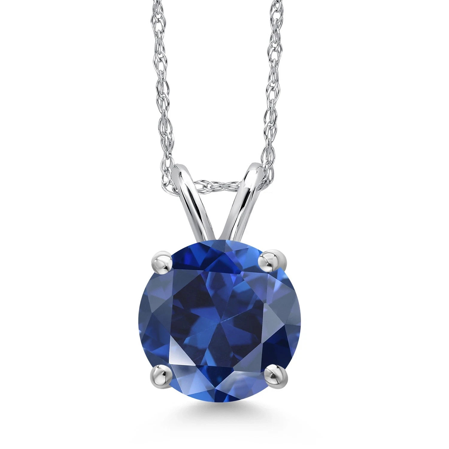 14K White Gold Plated 2.5Ct Lab Created Sapphire Pendant Necklace Gift for Women