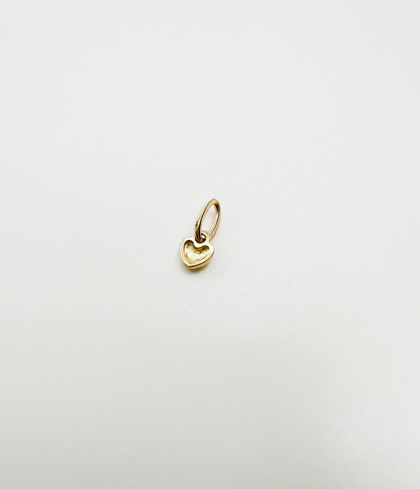 14K Solid Yellow Gold Teeny Tiny -Very Small Beveled Heart Charm Pendant 8x3mm