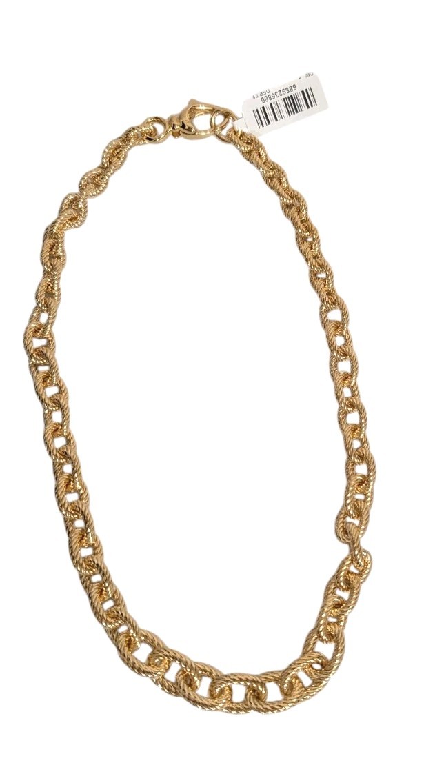 Soave Oro 14K Gold Electroform Twisted Rolo Tapered Chain Necklace-20″-NWT-$800