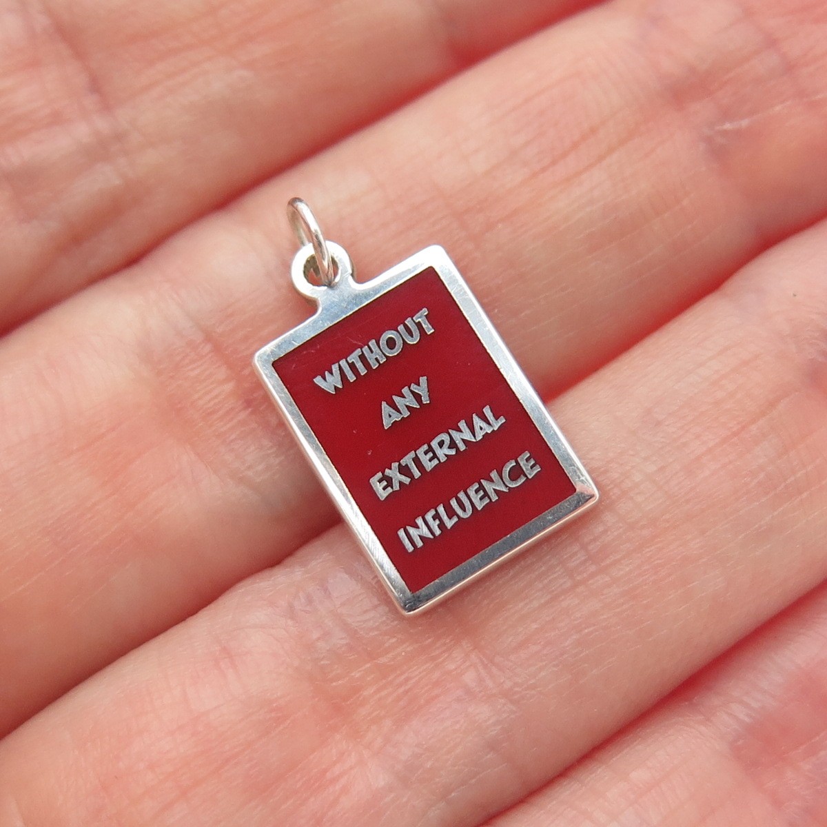 925 Sterling Red Enamel Without Any External Influence Minimalist Charm Pendant