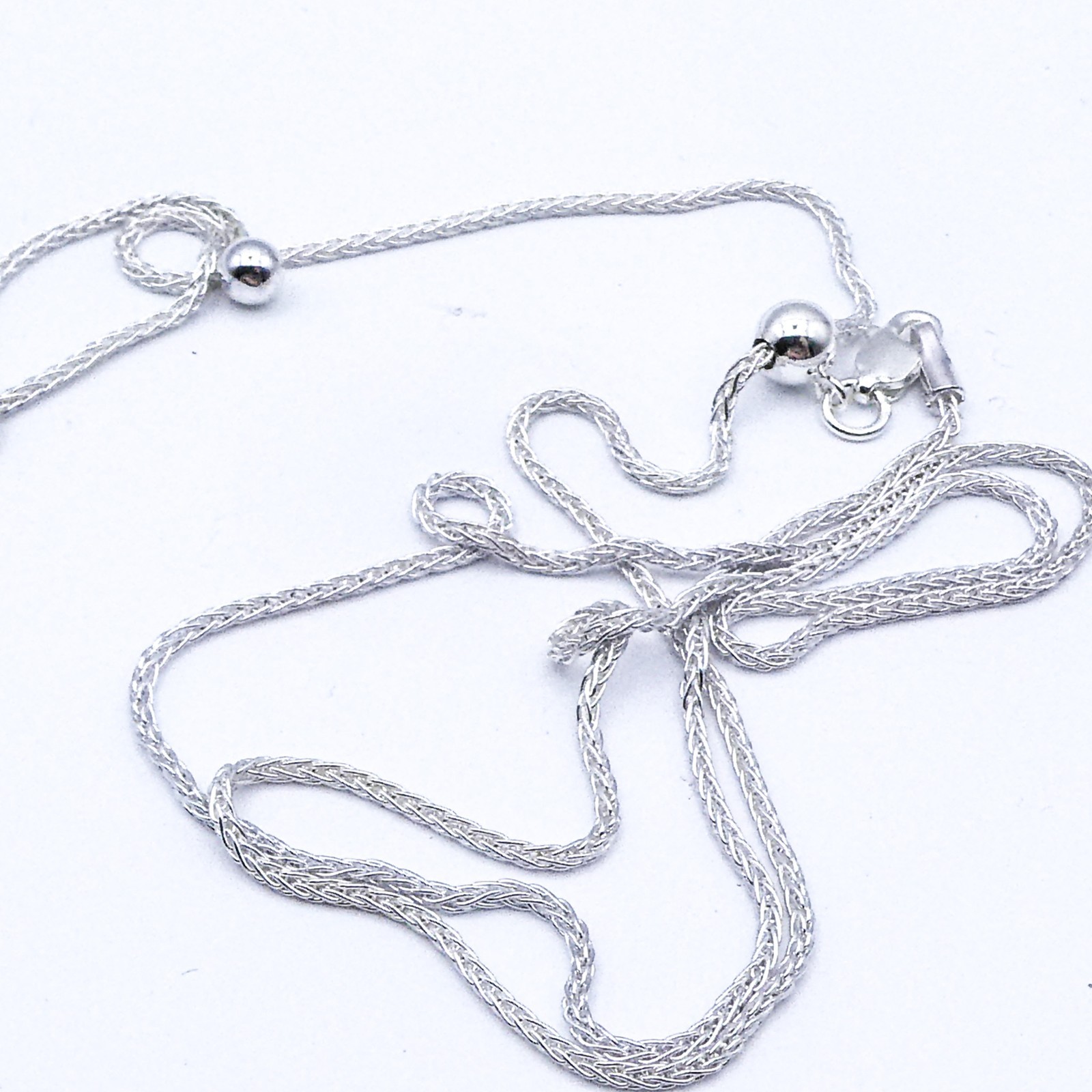 New Sterling Silver Italy Spiga Adjustable Chain Necklace 24″ Stackable 1.3 mm