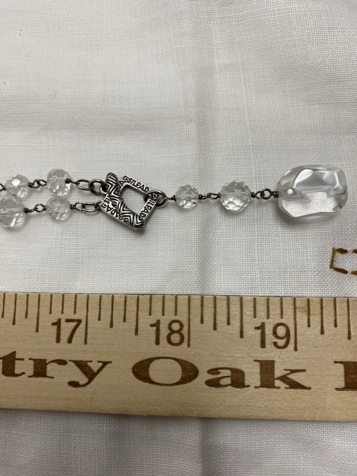 Silpada Necklace Sterling Silver Faceted Glass Beaded Lariat Signed Long 36”