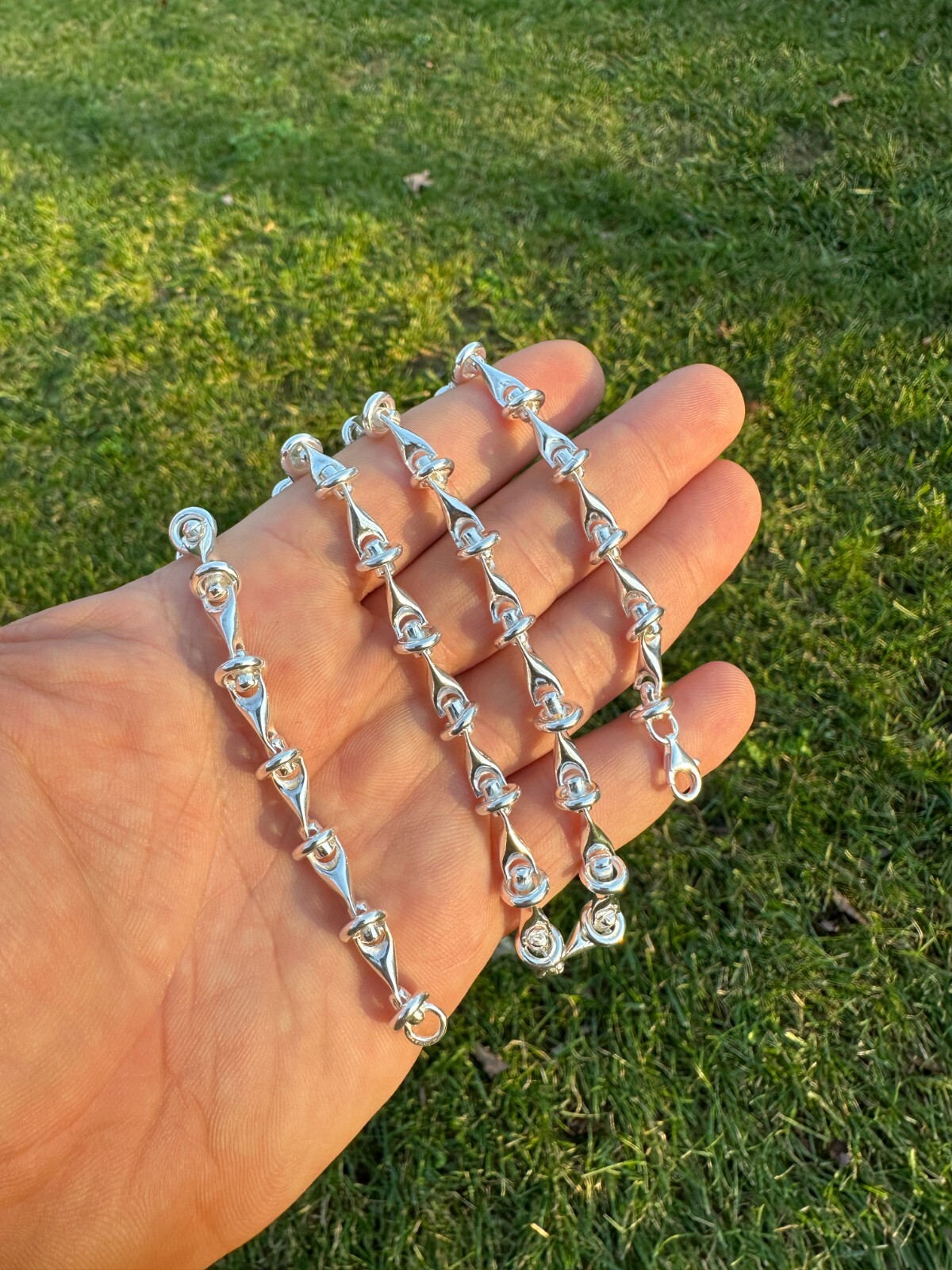 Real 925 Sterling Silver Custom 8mm Barbed Wire Link Chain Necklace Or Bracelet