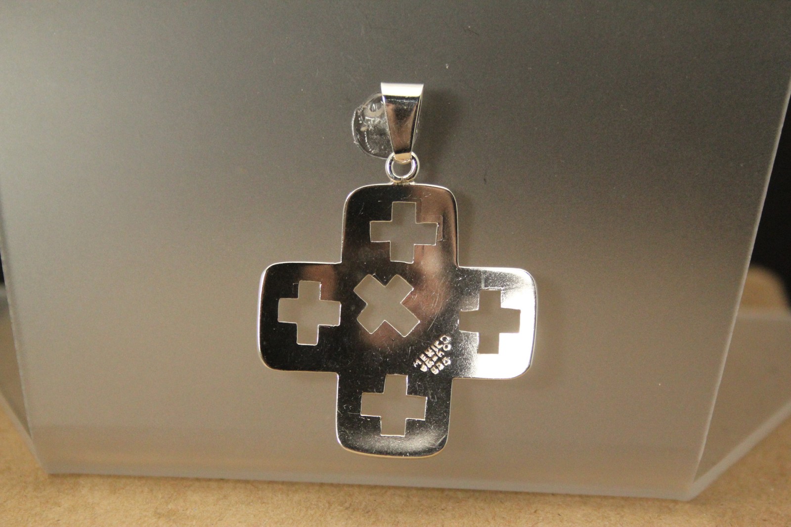 925 Sterling Silver Pierced Greek Cross Large Pendant 13.8 Grams (PEN10102)