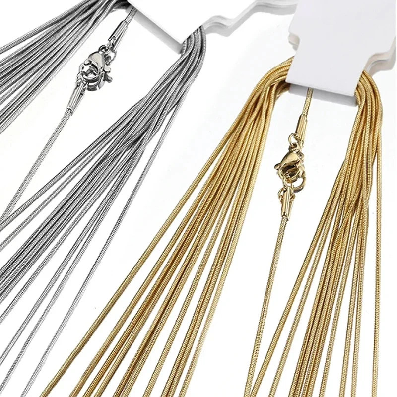 925 Sterling Silver Snake Chain Necklace Lobster Clasp DIY 40-75CM Women Men