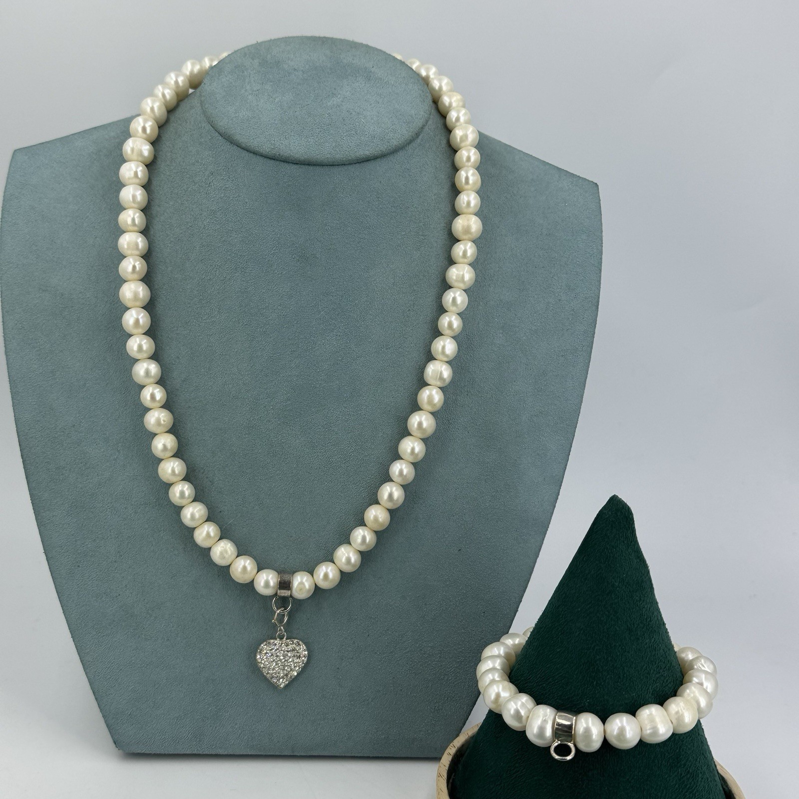 925 sterling silver necklace & bracelet charm freshwater pearl beaded