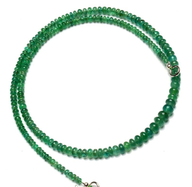 A+ Natural Russian Emerald Smooth Rondelle Gemstone 4-6mm Bead Necklace 18″ Gift
