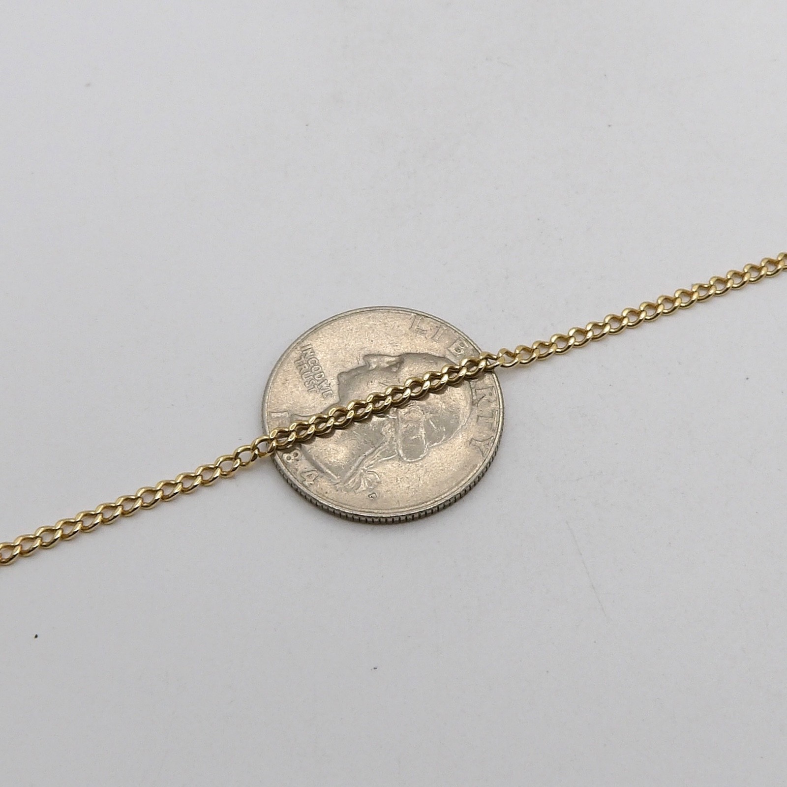 UnoAerre Solid 18k Gold Cuban Curb Link Pendant Chain Necklace 17in 2.2mm Italy