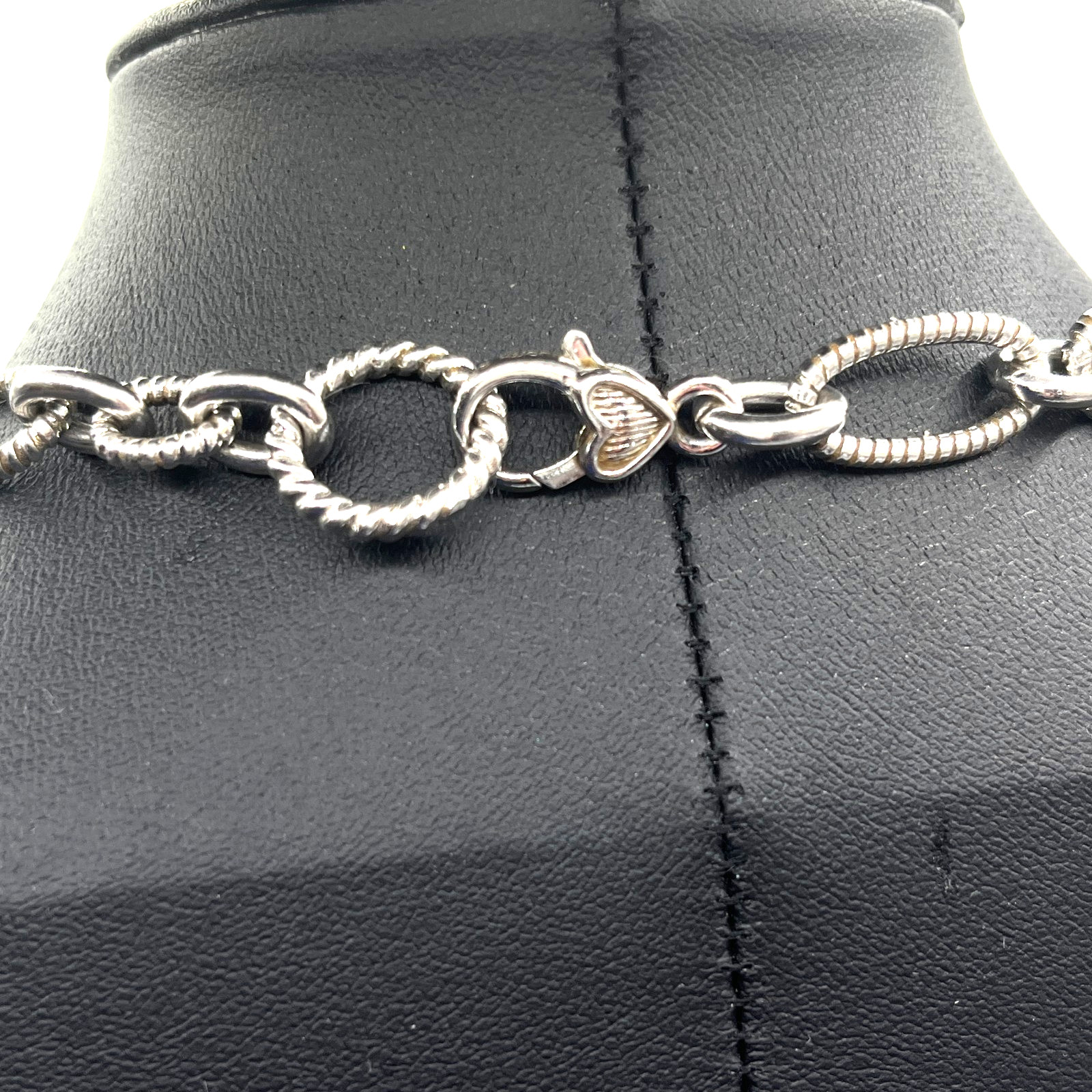 Judith Ripka 18” Necklace Chain Link Textured Oval Lobster VTG Sterling 925 49 g