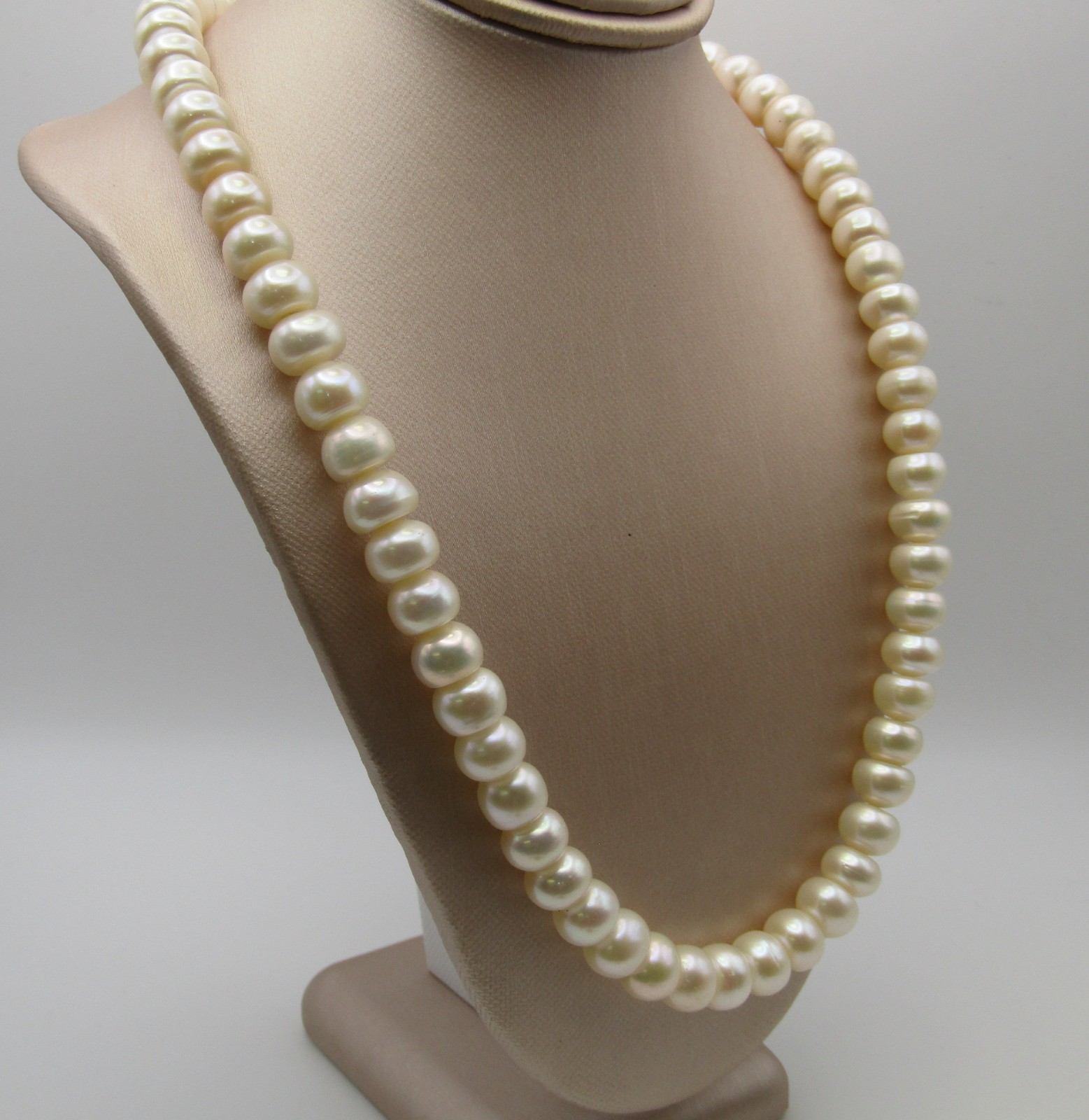 Exceptional New Sterling Silver Wt Rondelle Pearl Strand 18″ and Bracelet 7.5″