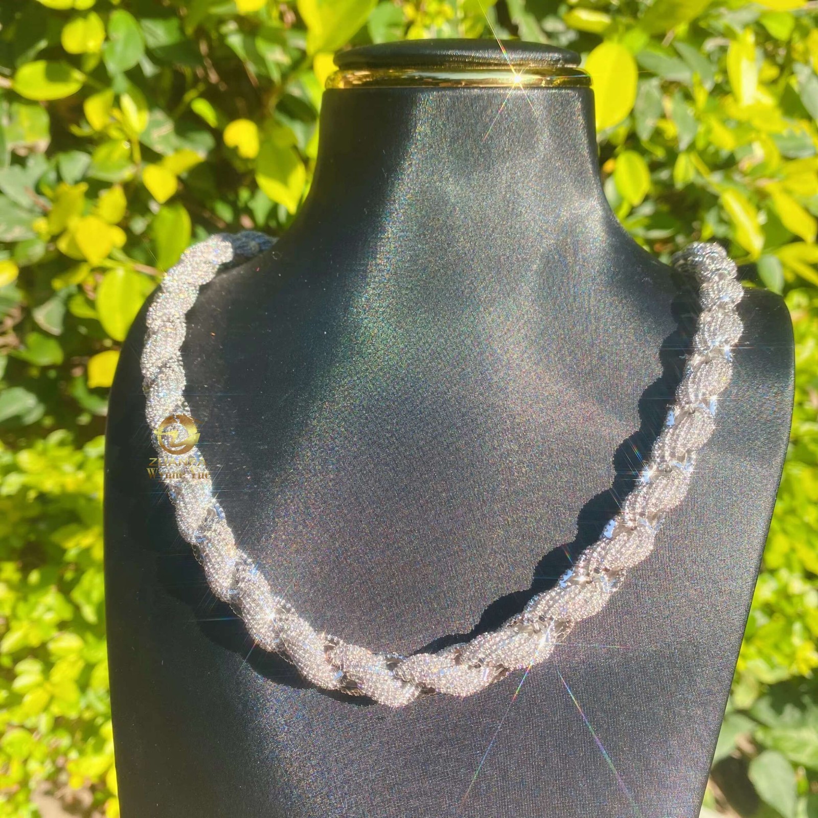 925 Sterling Silver Moissanite Rope Chain Necklace VVS Gift Unisex