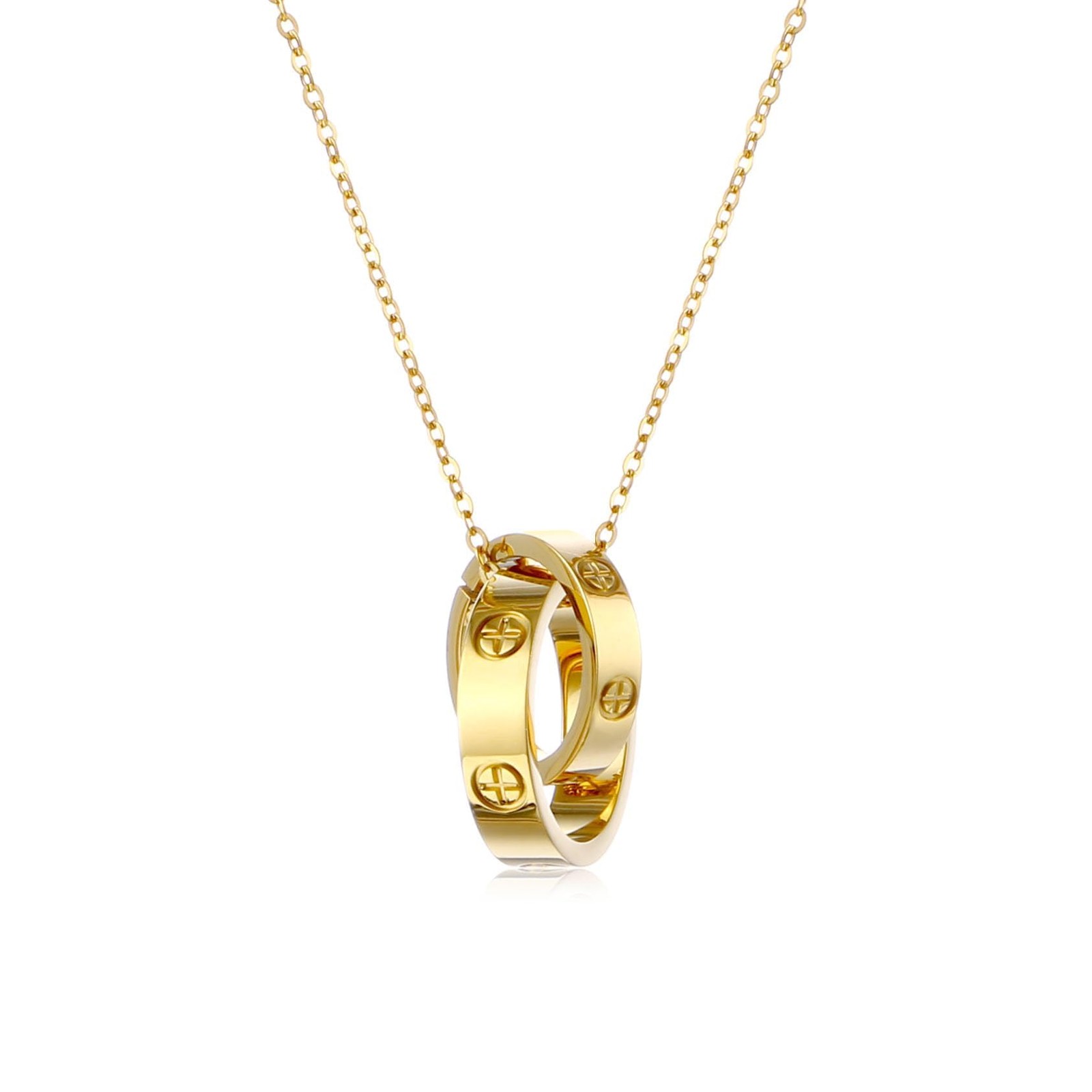 Women’s Stainless Steel Necklace -18K Gold Women’s Necklace, Gold Interlock – 04