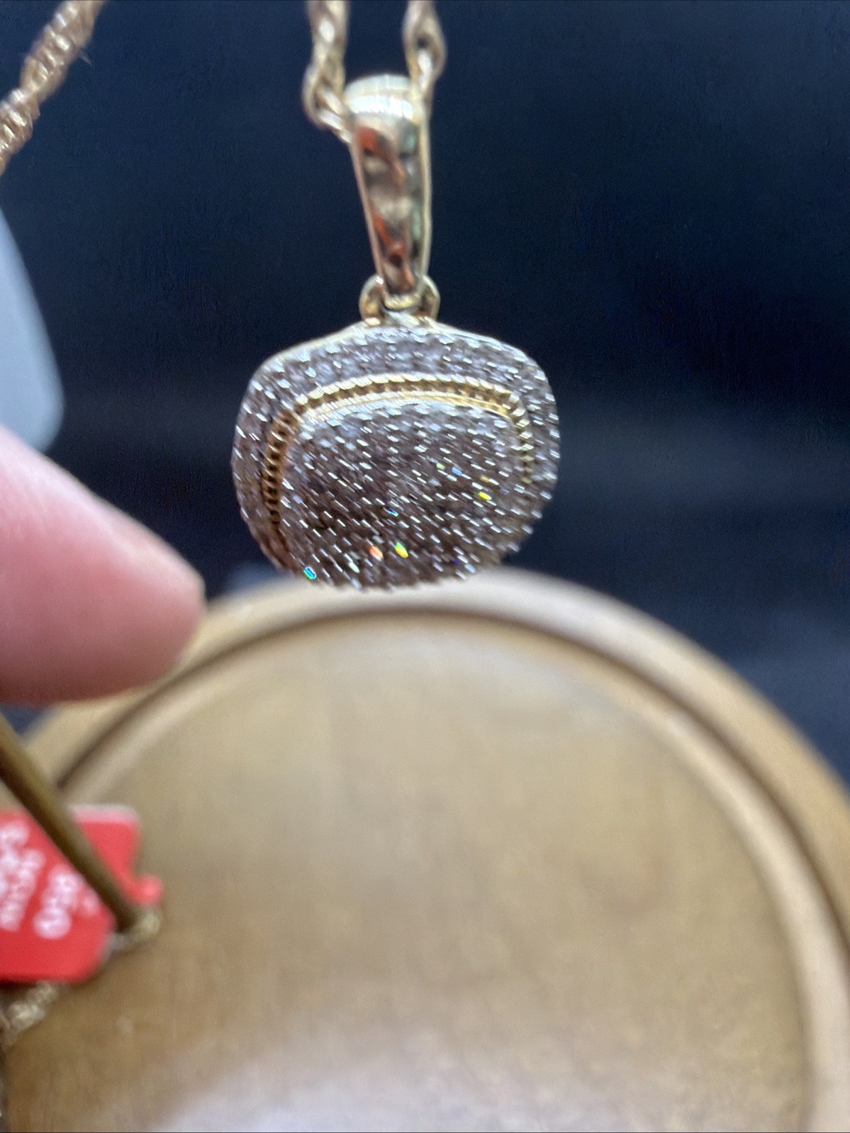 10K Yellow Gold 1/4 CT. T.W. Diamond Cushion Frame Vintage-Style Pendant – 18″