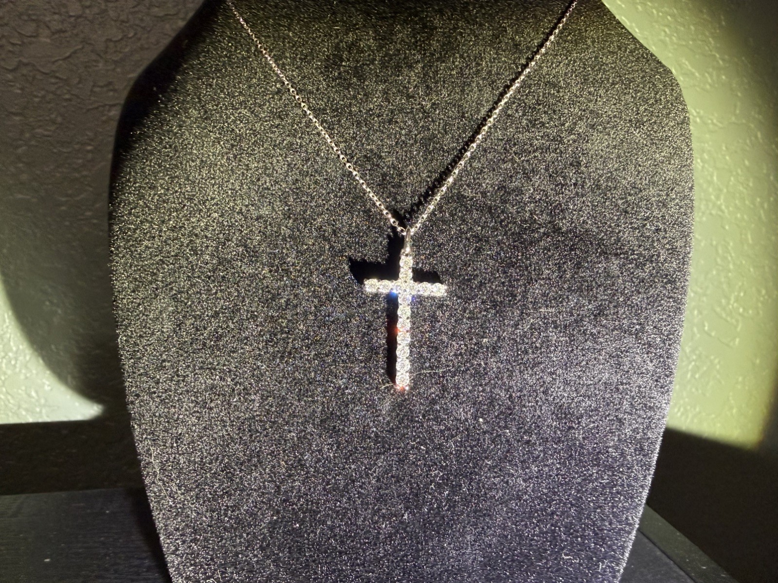 Moissanite Cross Religious Women Pendant Necklace Real 925 Sterling Silver