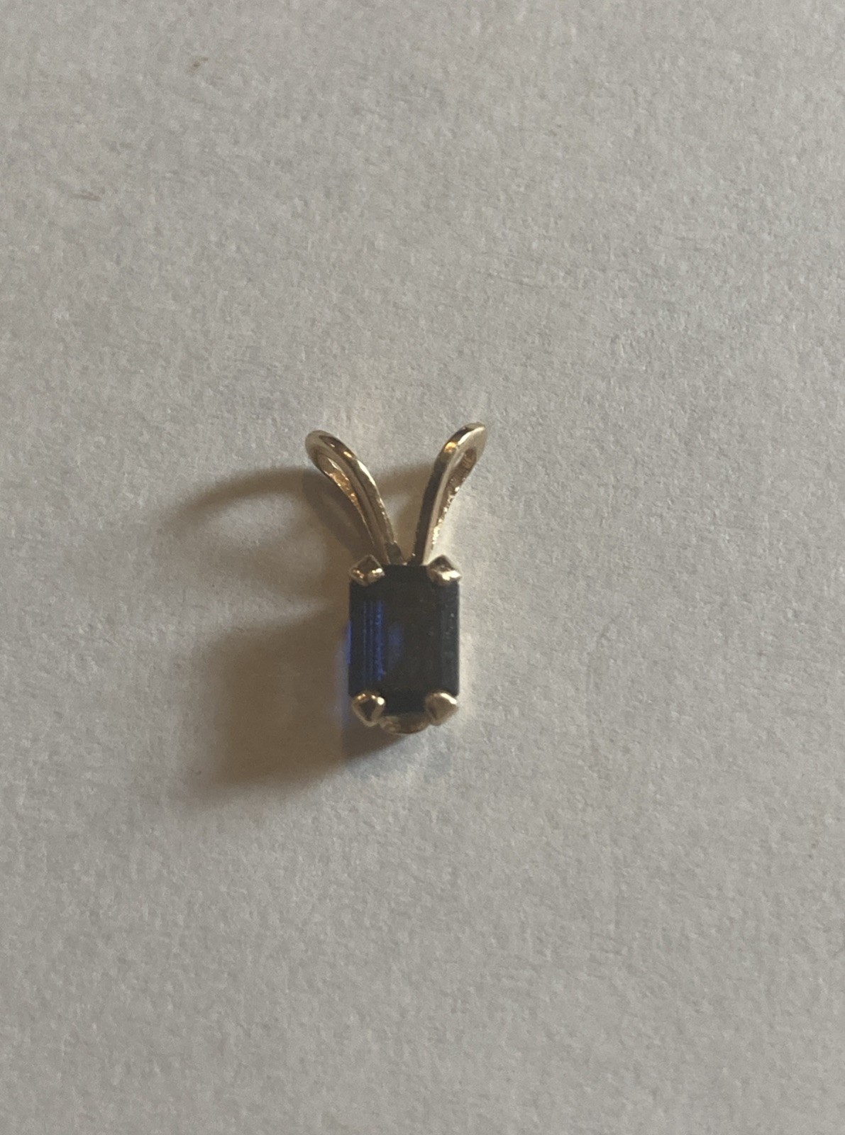14k Yellow Gold Tiny Small Blue Stone Pendant