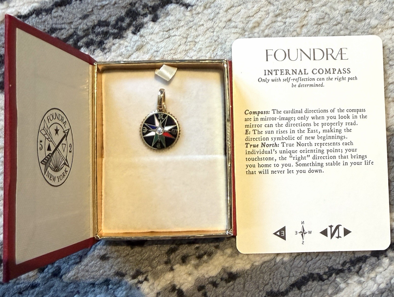 Foundrae 18k Gold, Enamel Ceramic, Diamond Internal Compass Baby Medallion