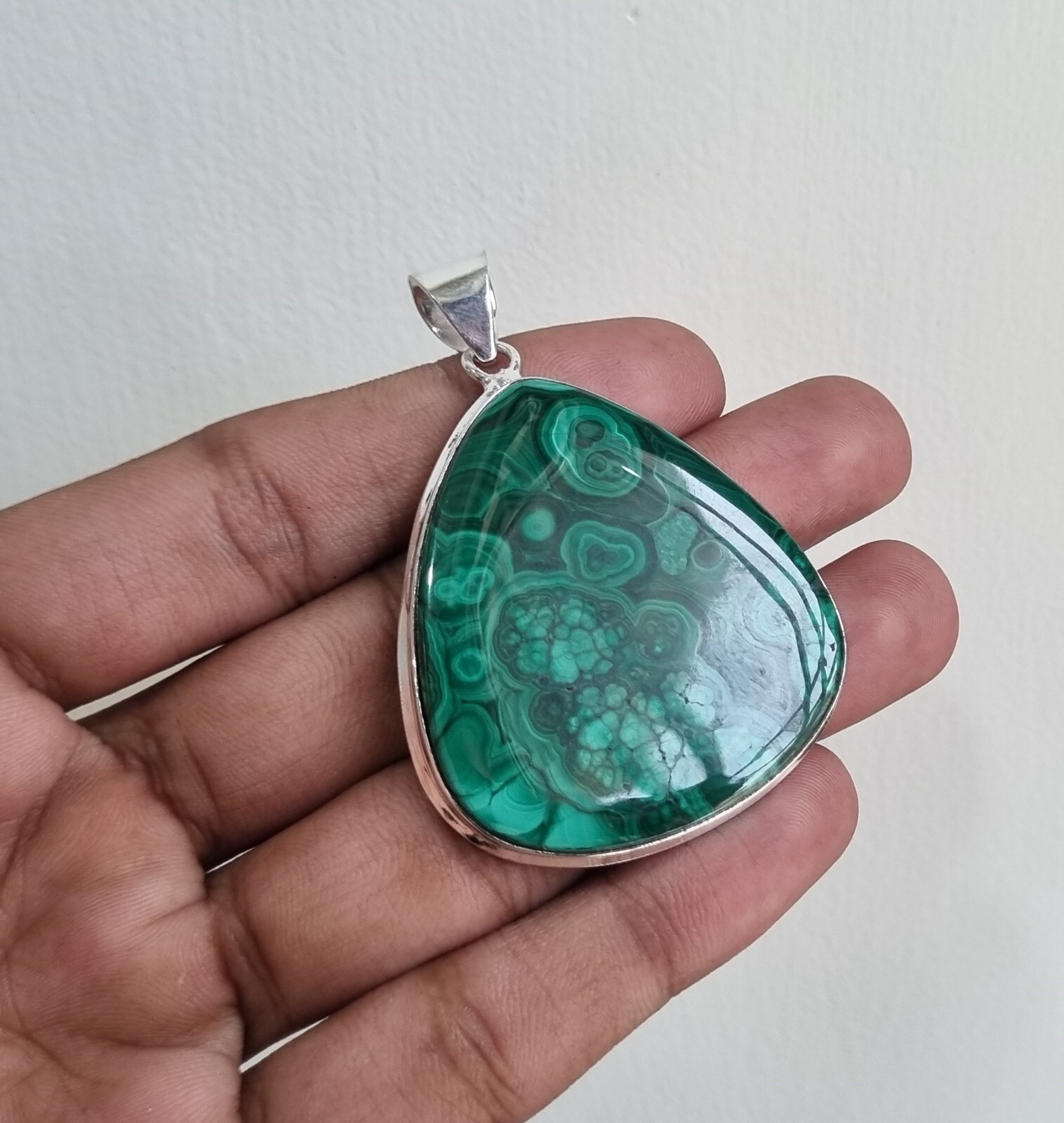 Malachite Gemstone Pendant 925 Sterling Silver Handmade Fancy Gift PG1050