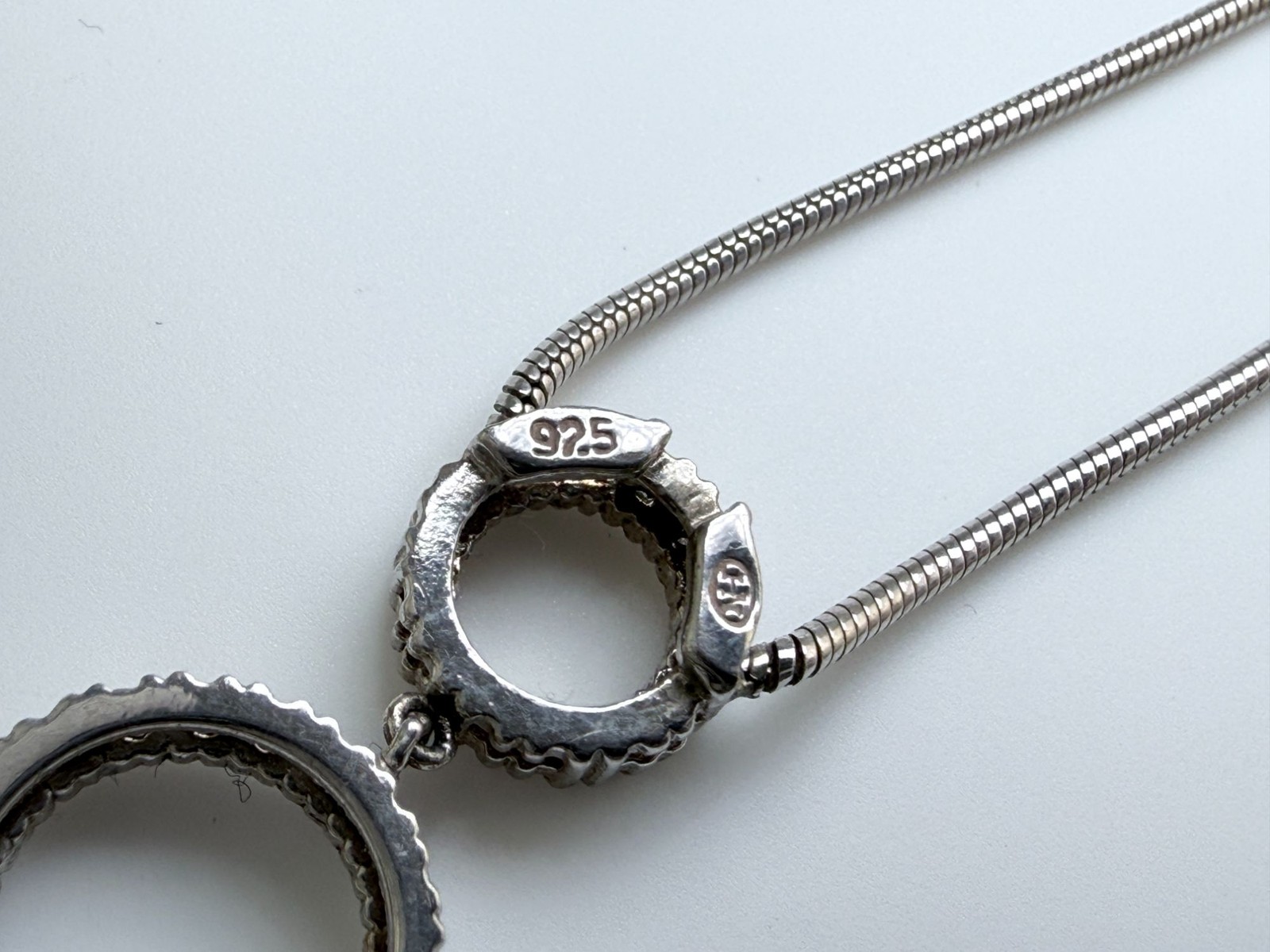 Heng Ngai Sterling Silver Lab Created Diamond Circle Pendant Necklace 10g 18.5In